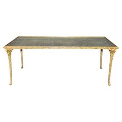 1950's Maison Bagues Bronze and Distressed Mirror Top Coffee Table