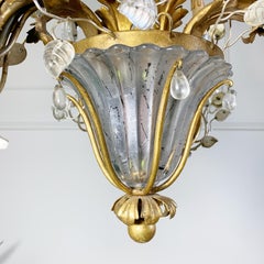 1950's Banci Firenze Gold Crystal Floral Chandelier
