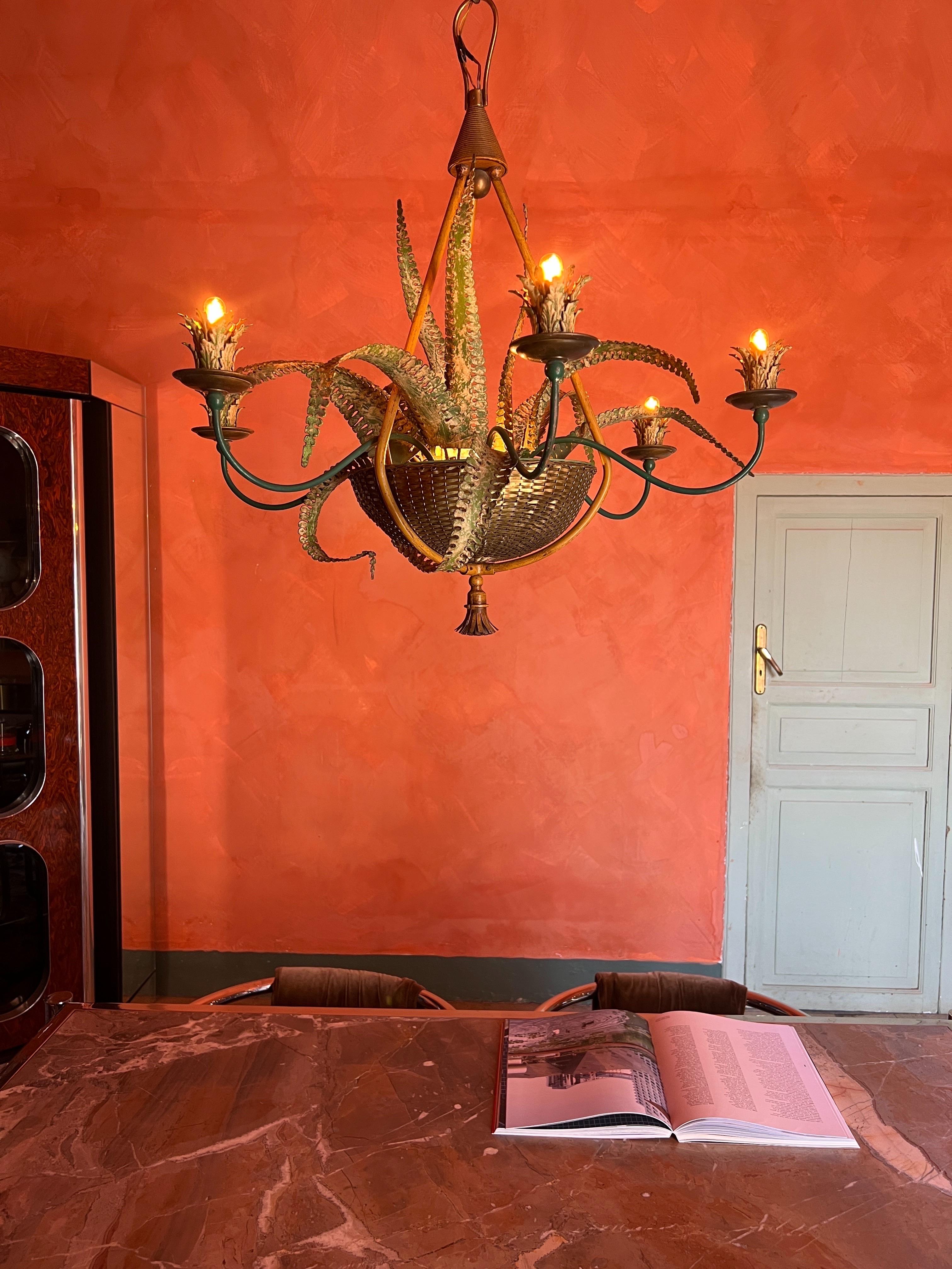 Lampadario a cesto di felci della Maison Baguès del 1950 in vendita 3