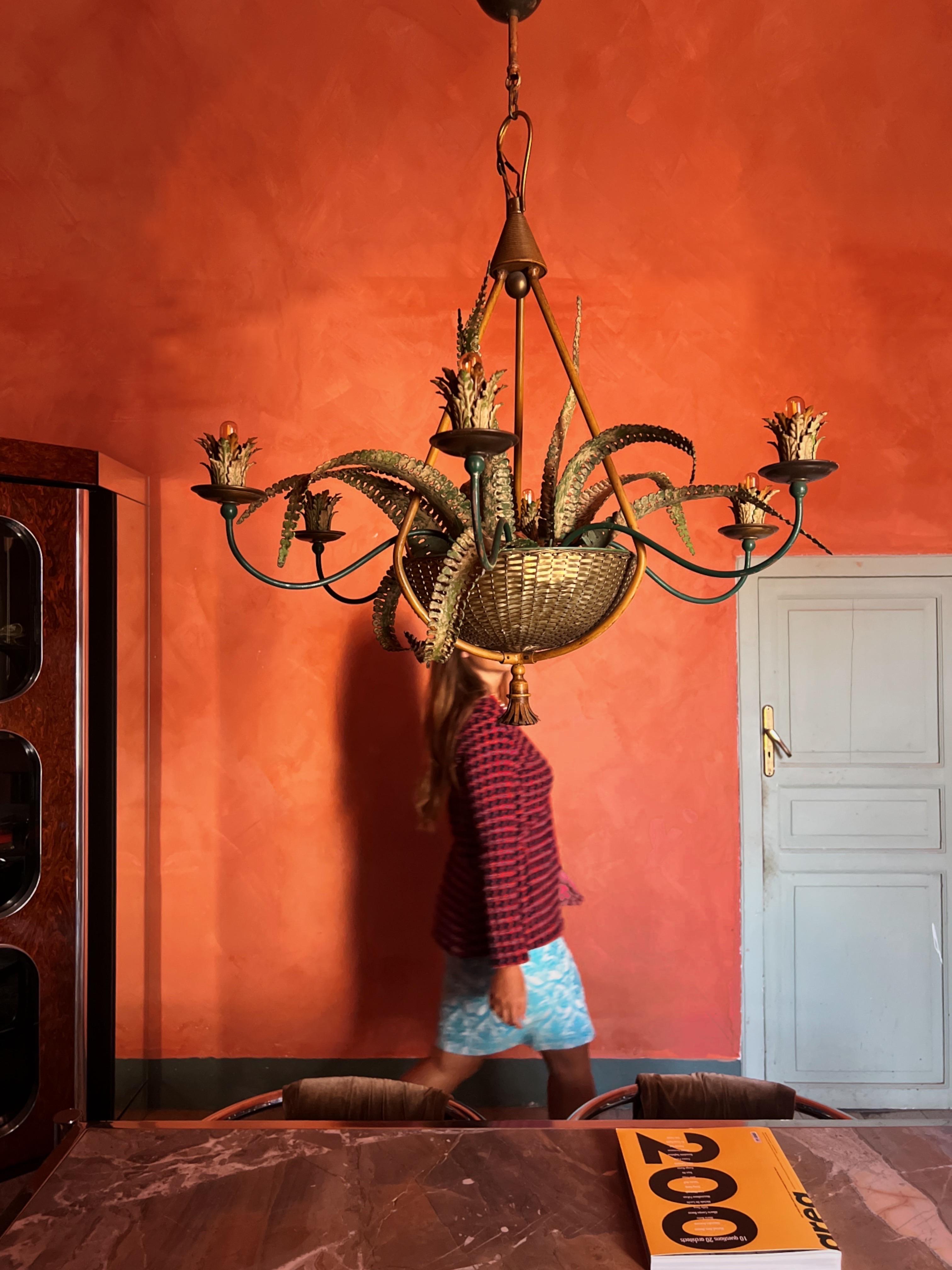 Lampadario a cesto di felci della Maison Baguès del 1950 in vendita 8