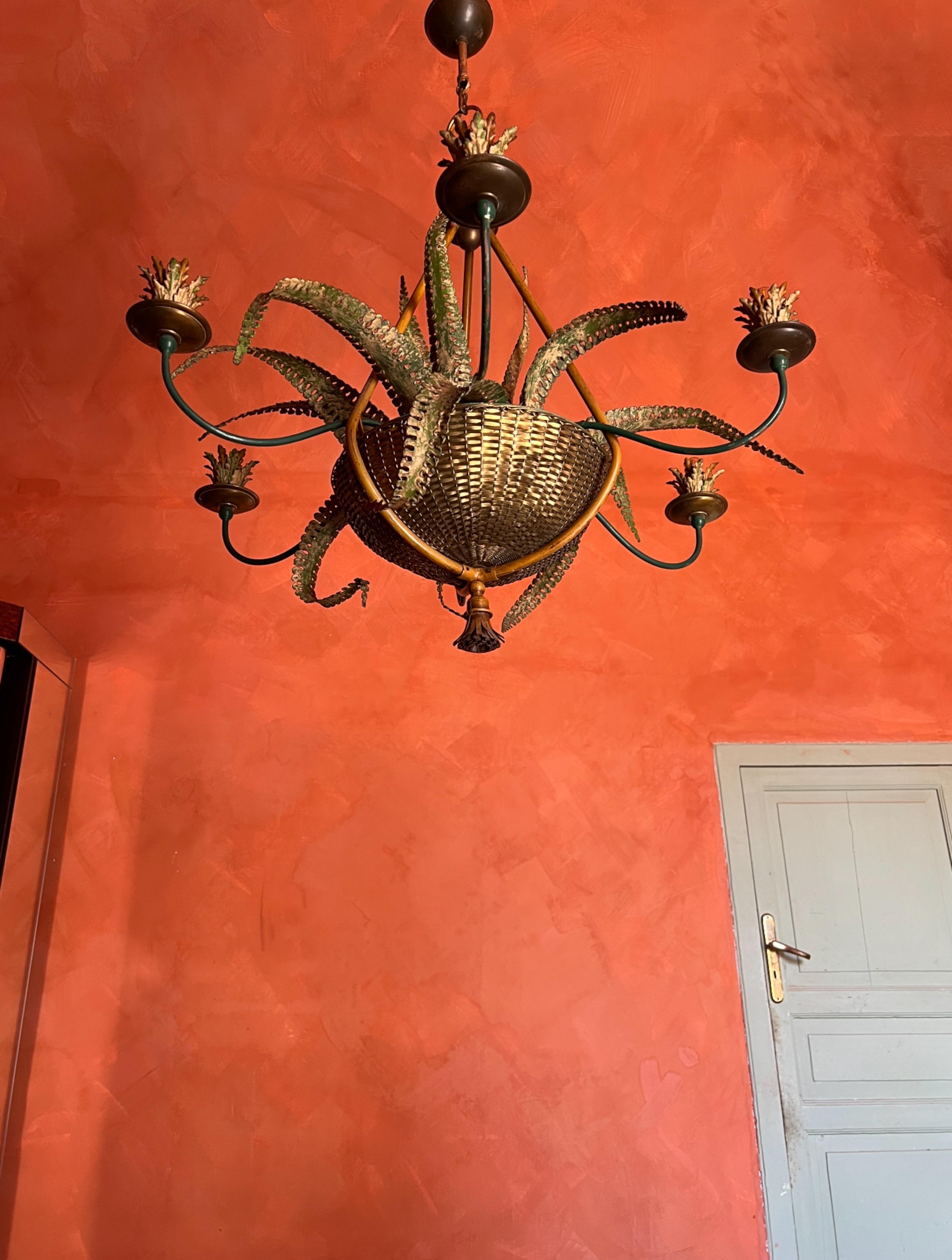 Lampadario a cesto di felci della Maison Baguès del 1950 in vendita 9
