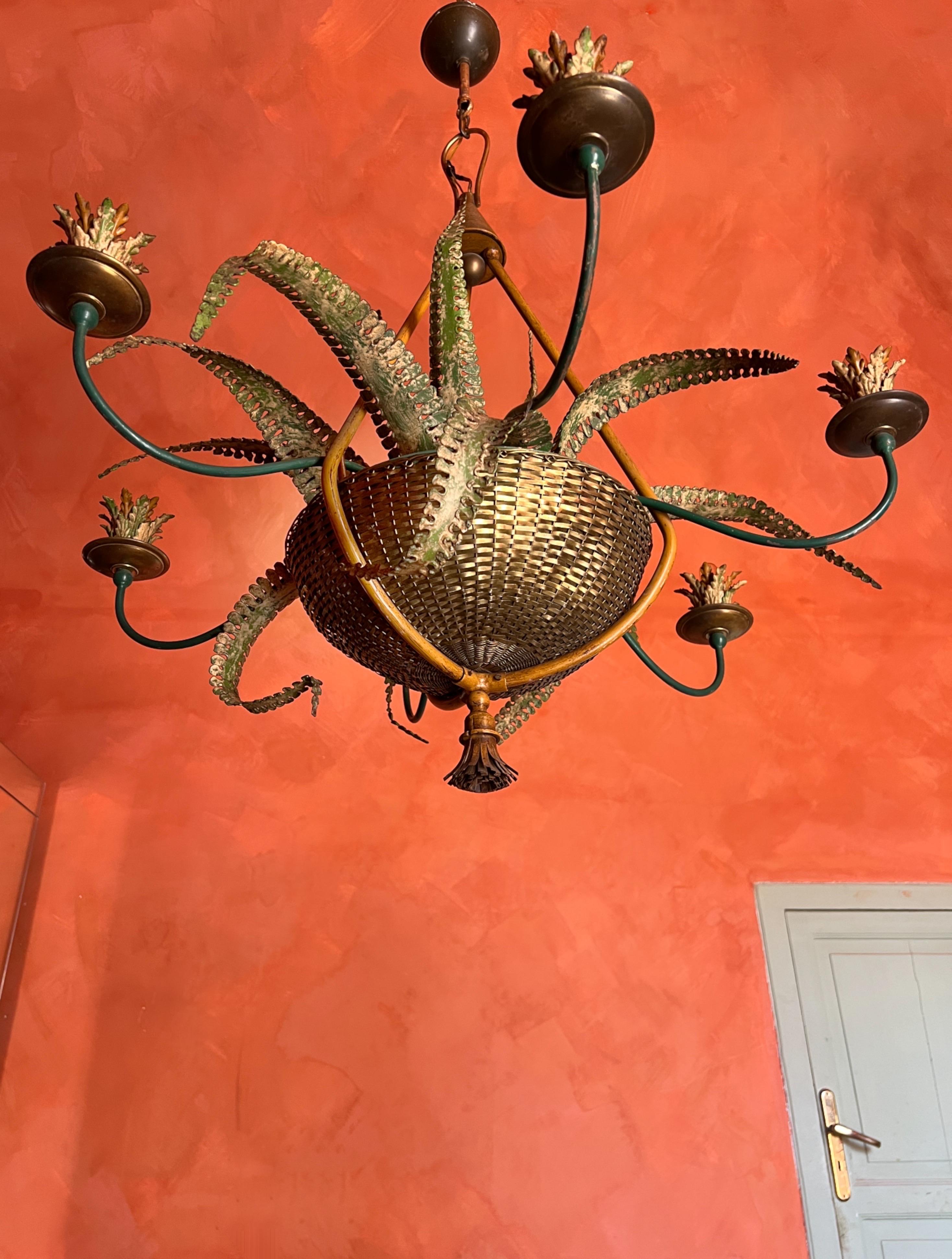 Lampadario a cesto di felci della Maison Baguès del 1950 in vendita 12