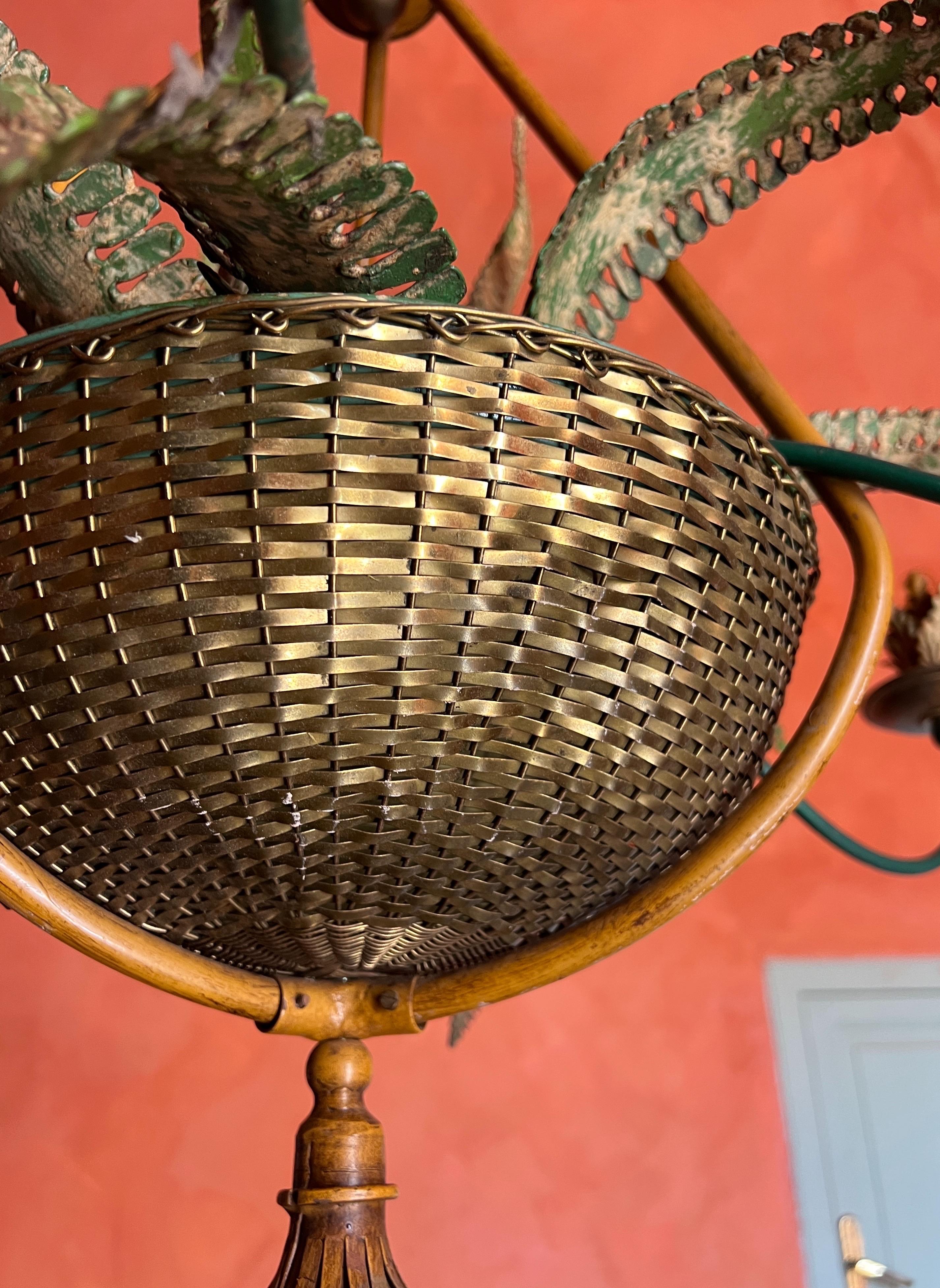Lampadario a cesto di felci della Maison Baguès del 1950 in vendita 13