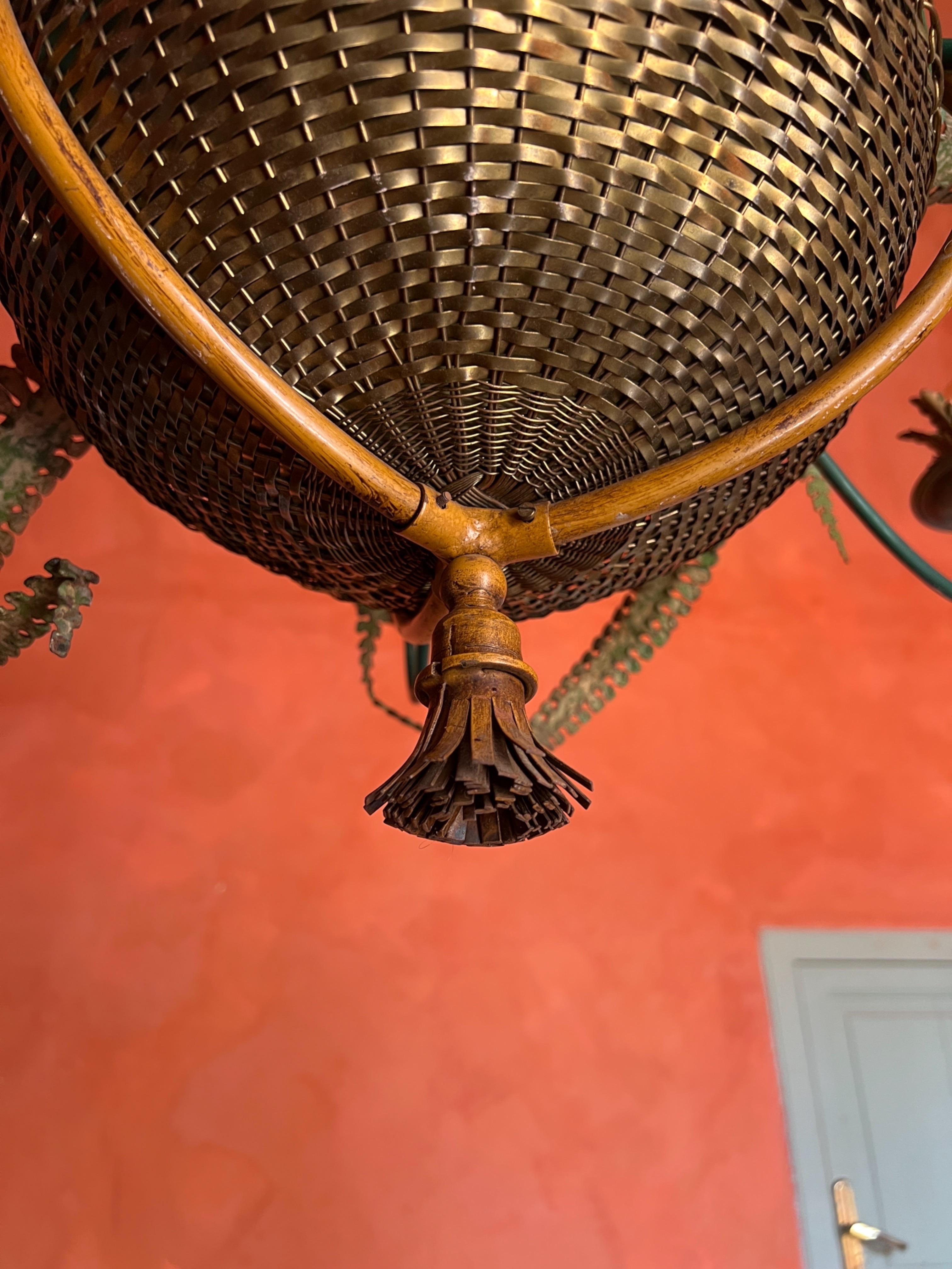Lampadario a cesto di felci della Maison Baguès del 1950 in vendita 1