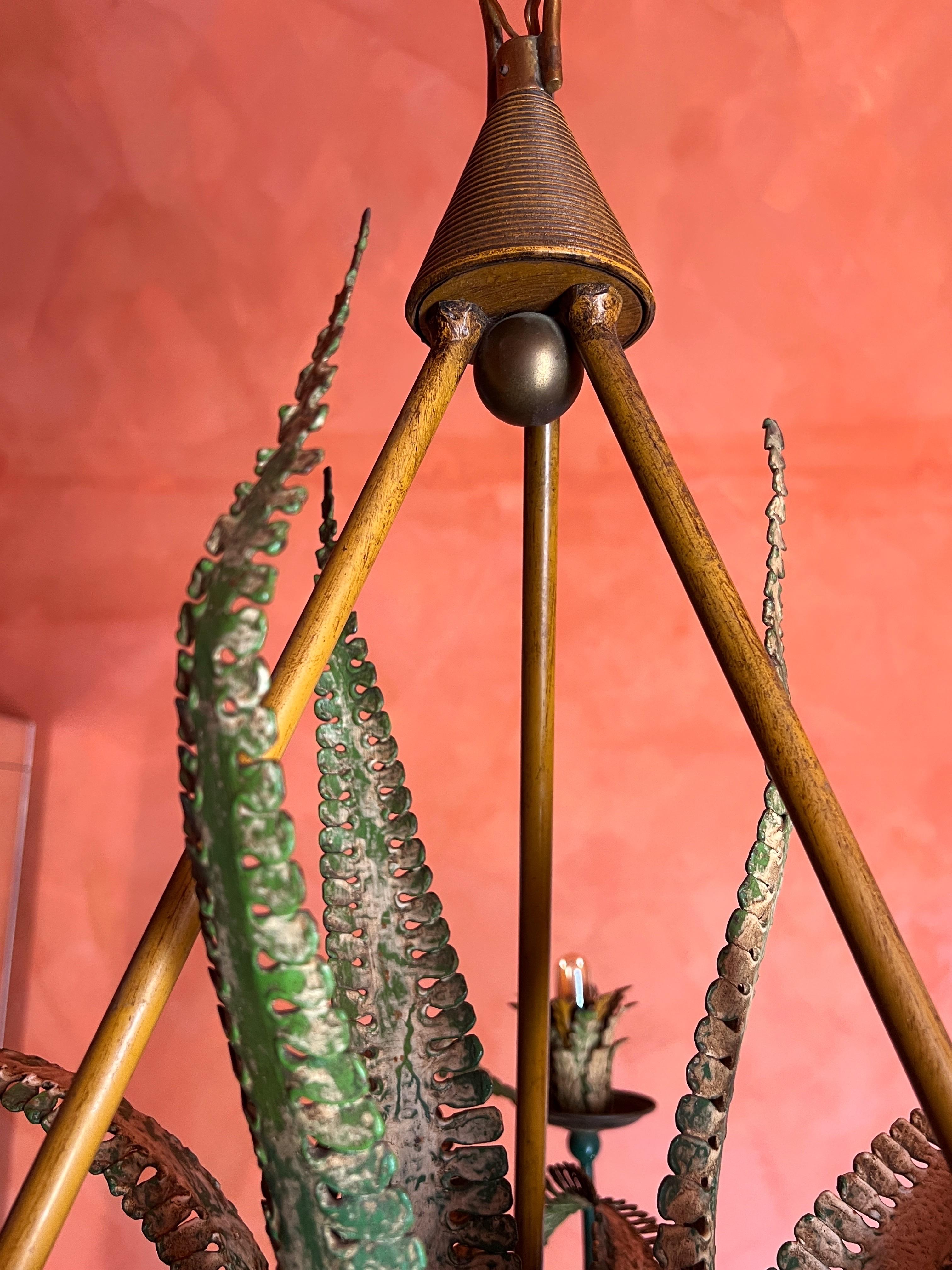 Lampadario a cesto di felci della Maison Baguès del 1950 in vendita 2
