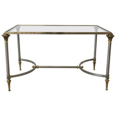 1950s Maison Jansen Brass and Steel Cocktail Table