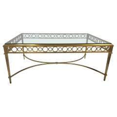 Mesa baja de bronce y cristal Maison Jansen de los años 50