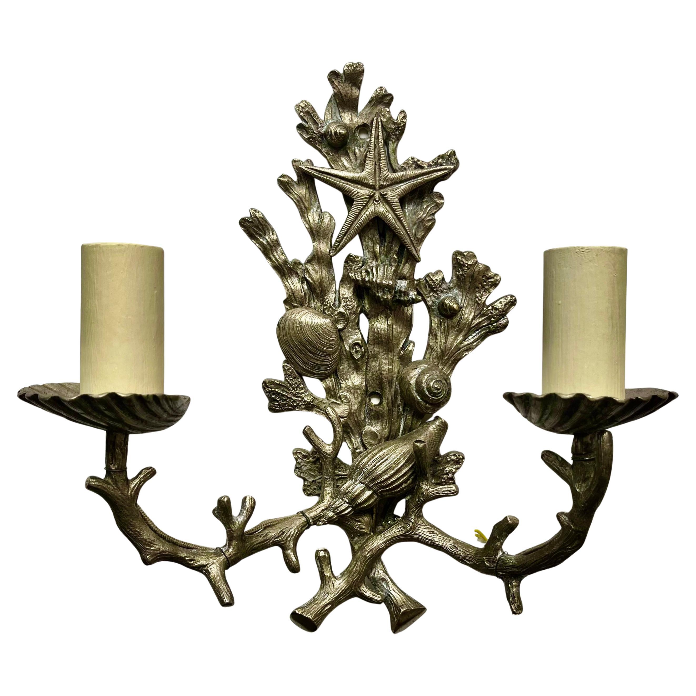 Aplique de pared Maison Jansen de 1950 con temática marina en venta