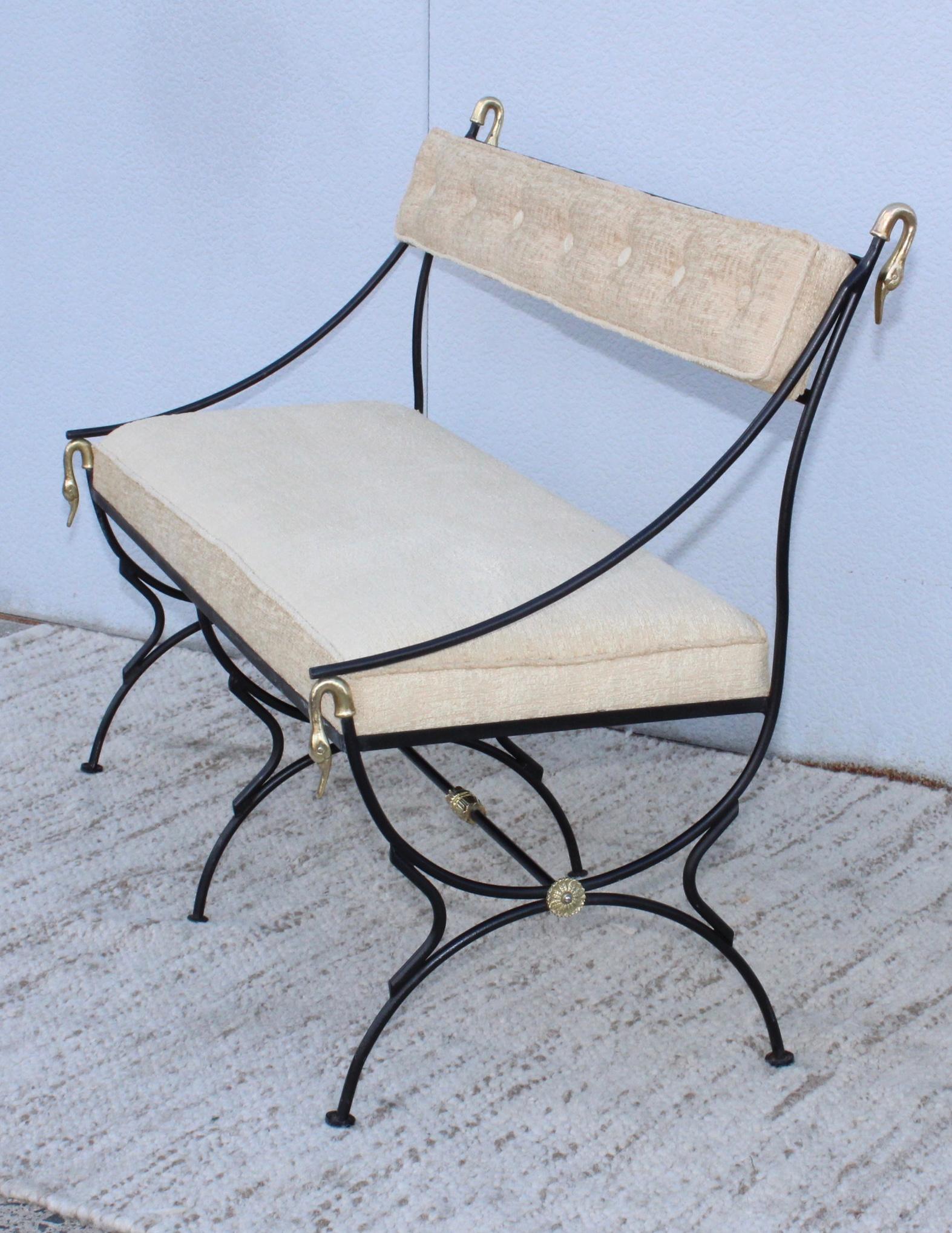 1950s Maison Jansen Style Brass Swan Motif Settee 1