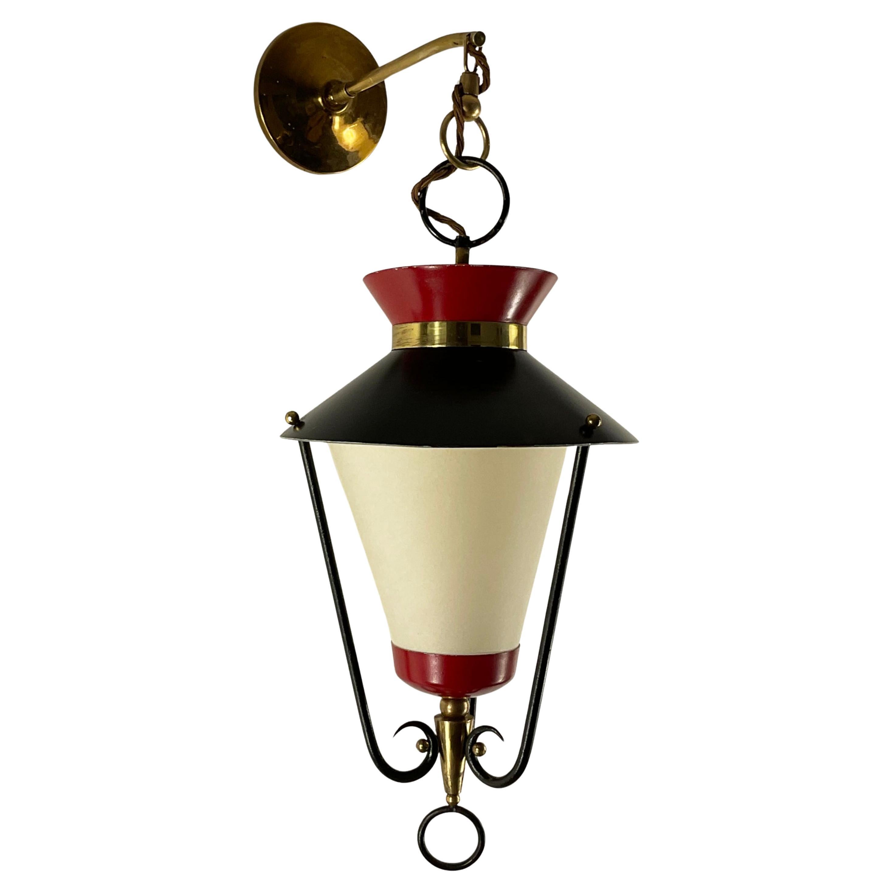 Lanterne de Maison Lunel des années 1950 avec pied en laiton