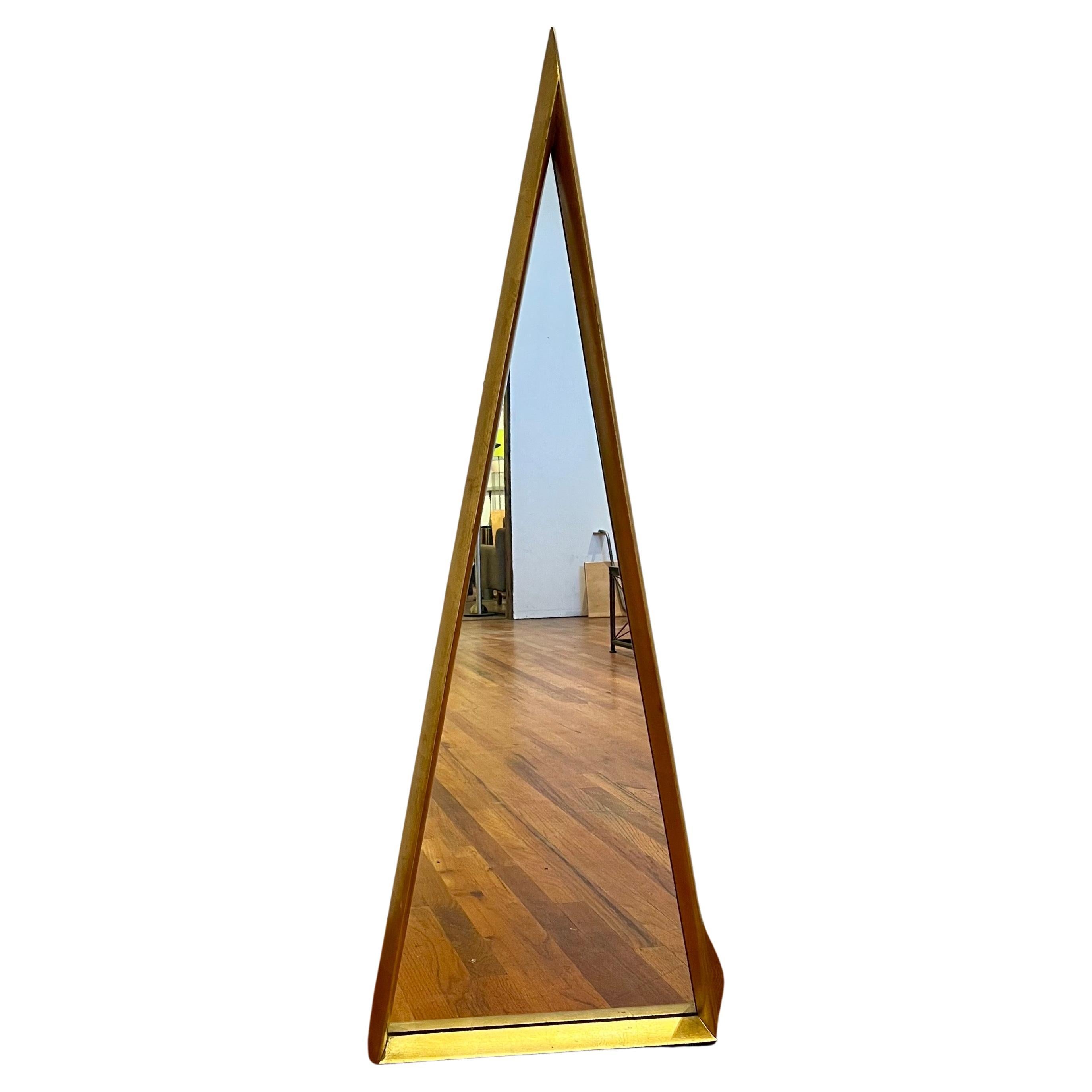 Mid-Century Modern 1950's  Majestic Italian Gold Guild Leaf Rare Triangular Mirror For Sale