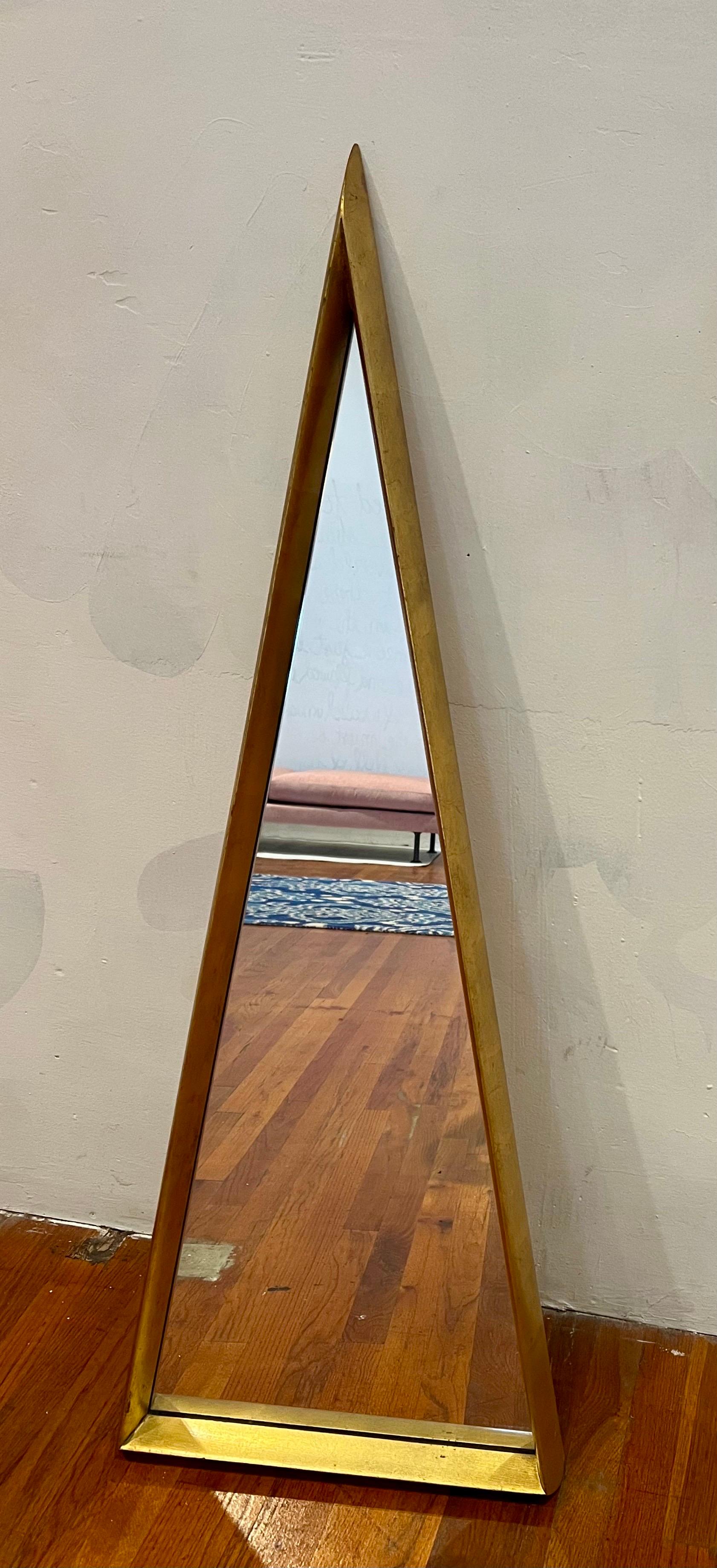 1950's  Majestic Italian Gold Guild Leaf Rare Triangular Mirror For Sale 1