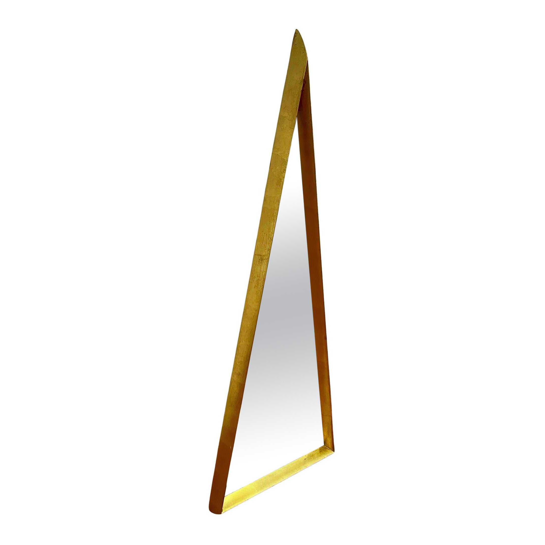 1950's  Majestic Italian Gold Guild Leaf Rare Triangular Mirror For Sale