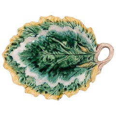 1950s Majolica Leaf Serving Dish