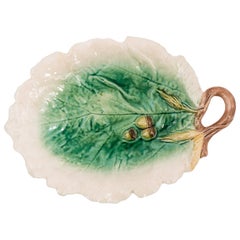 1950s Majolica Leaf Serving Dish