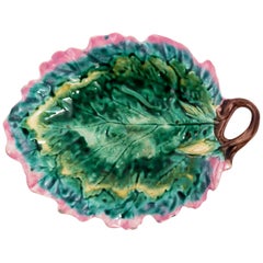 Vintage 1950s Majolica Leaf Serving Dish