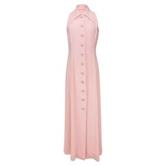 1950's Malcolm Starr Pink Button-Up Collared Dress with Rhinestone Buttons