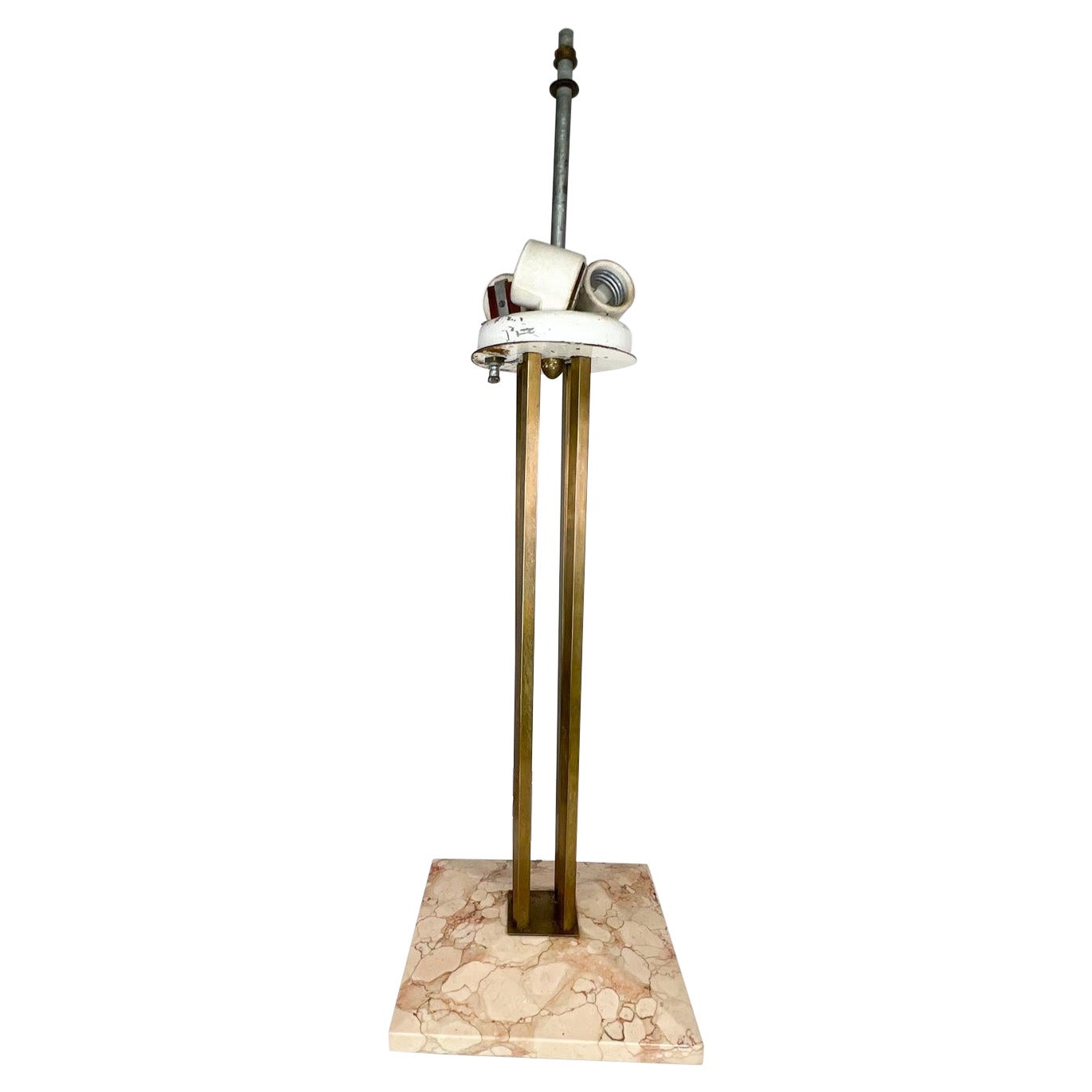 Mid-Century moderno Lampada da tavolo in marmo e ottone del 1950 Gerald Thurston Lightolier in vendita