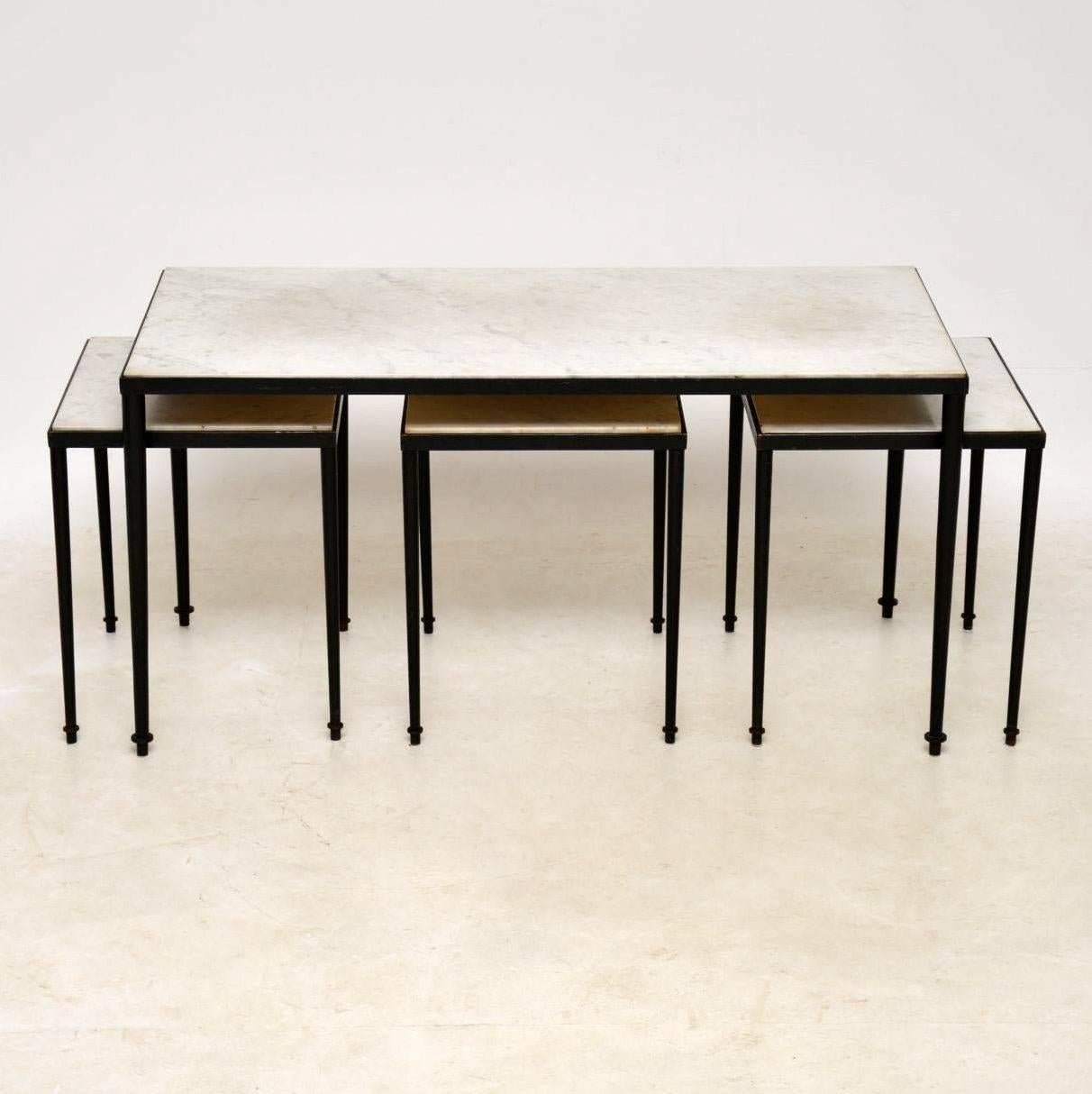 Mid-Century Modern 1950s Marble-Top Nesting Coffee Tables
