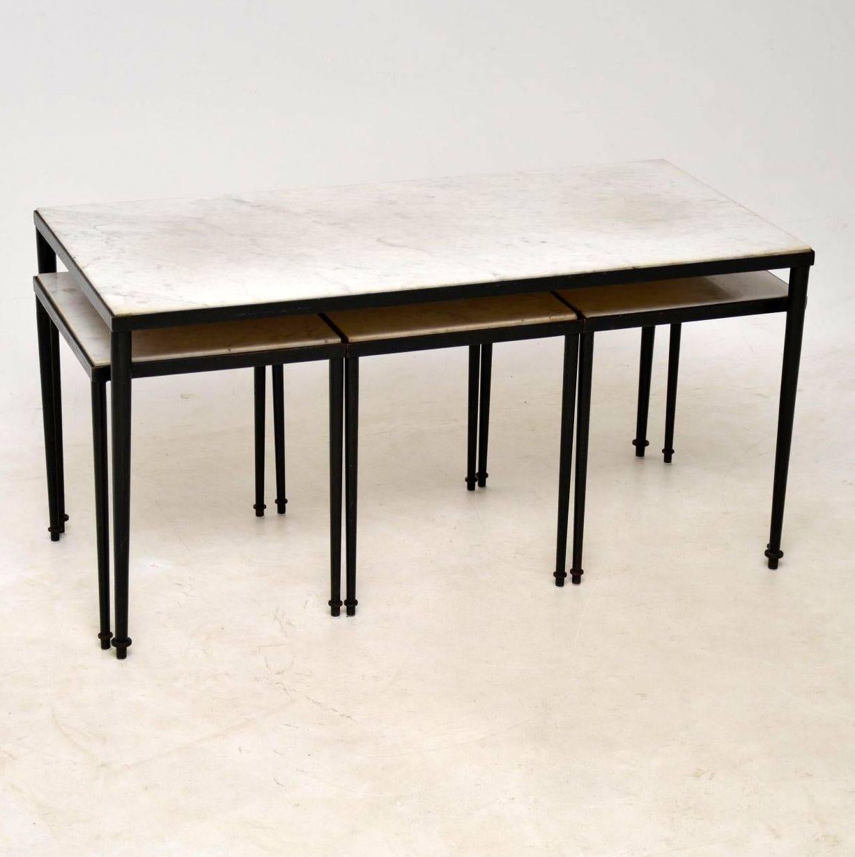 English 1950s Marble-Top Nesting Coffee Tables