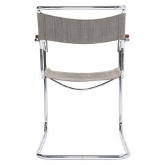 Esszimmerstuhl B34 von Marcel Breuer für Gebruder Thonet aus Segeltuch und Chrom, 1950er Jahre