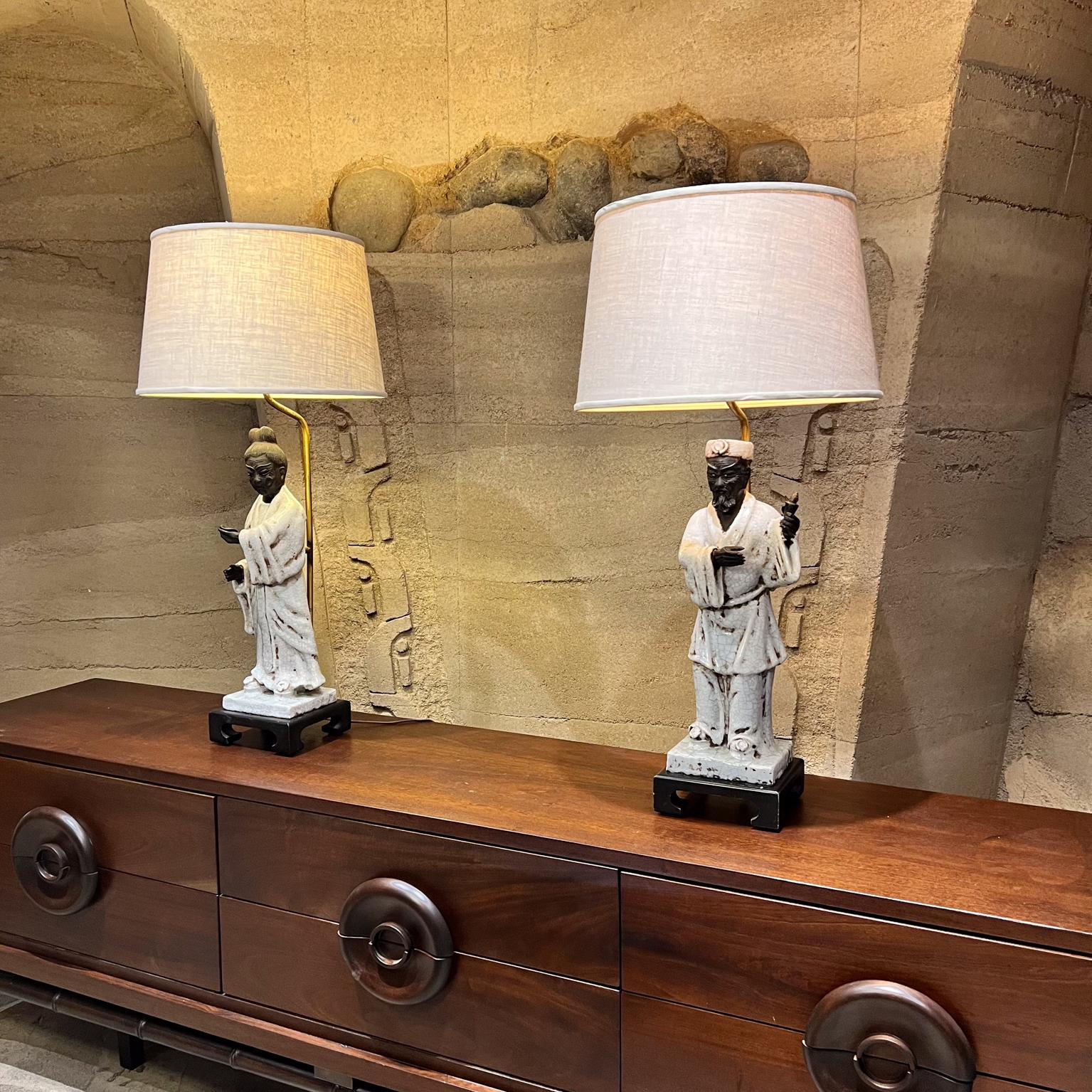 1950s Marcello Fantoni Asian Figural Table Lamps Italy For Sale 3