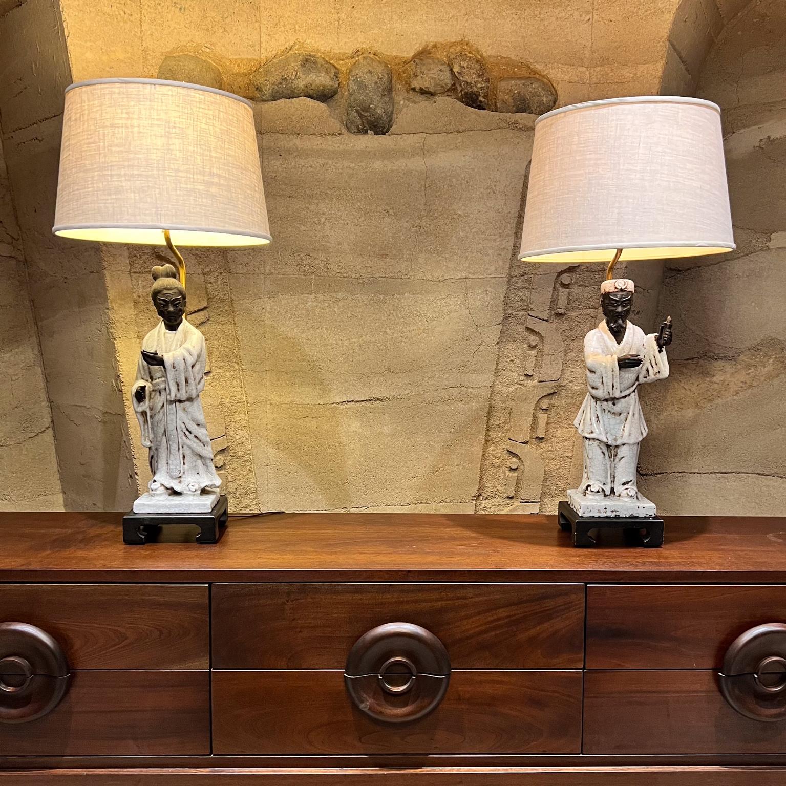 1950s Marcello Fantoni Asian Figural Table Lamps Italy For Sale 4