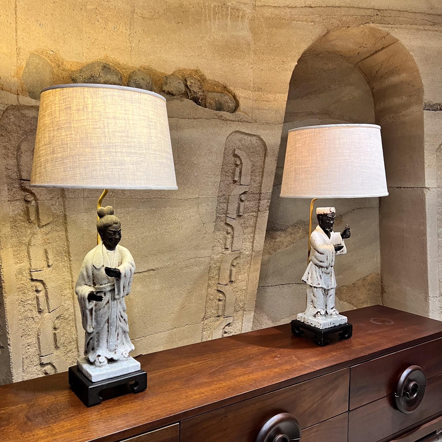 1950s Marcello Fantoni Asian Figural Table Lamps Italy For Sale 9