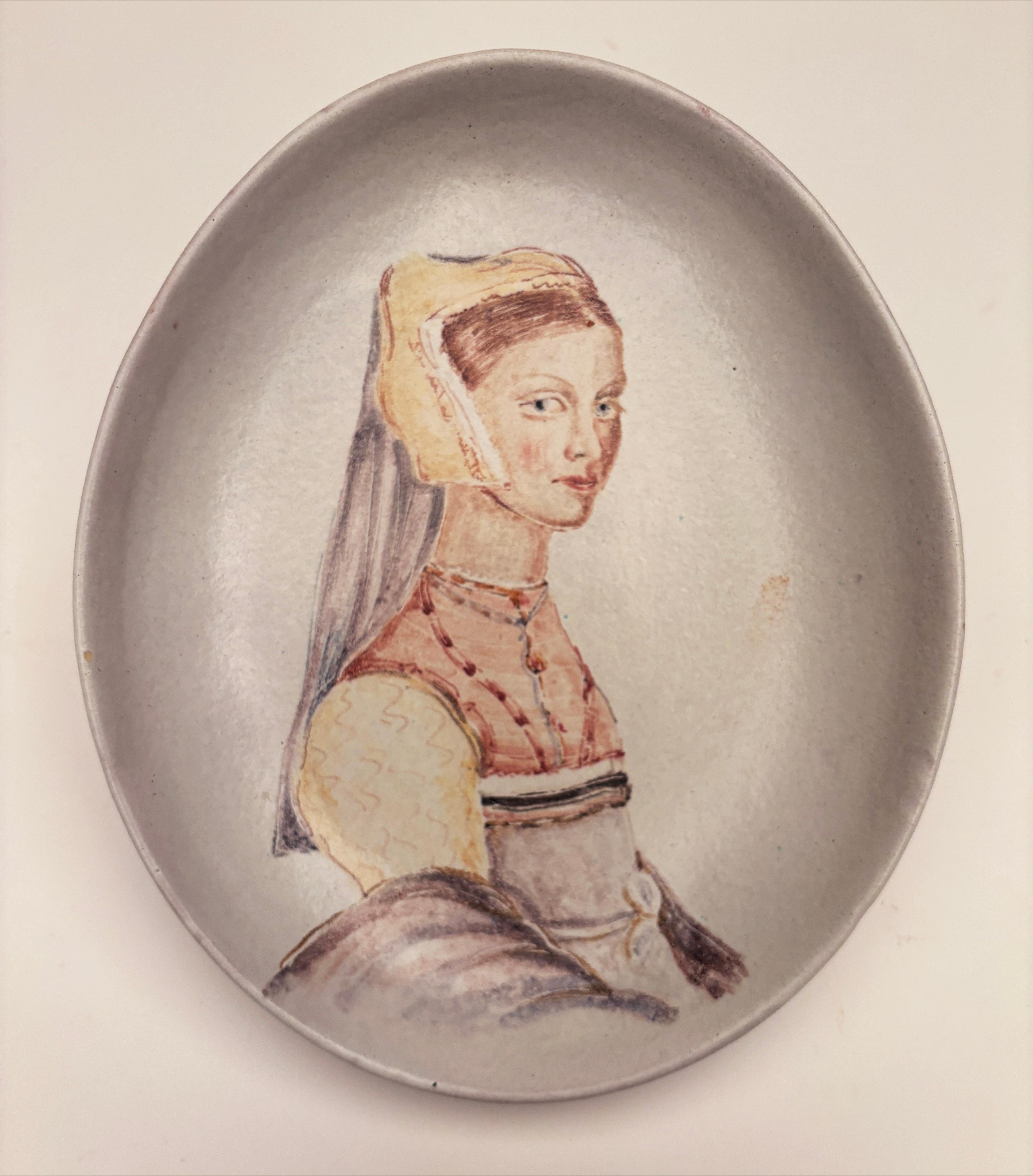 Created by Marcello Fantoni (1915-2011) c. 1950’s, this pair of hand-painted ceramic hanging plates are reminiscent of ancient Italian pieces. 

Fantoni was born in Florence, Italy. He was a passionate ceramic artist, who at the age of 12, attended