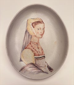 1950's Marcello Fontani Hand-painted Ceramic Portrait Plates a Pair