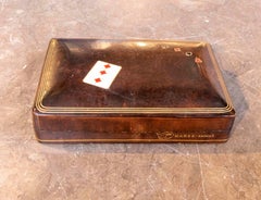 1950s Mares-Rapallá Leather Playing Card Box with a Playing Card Motif, Spain.