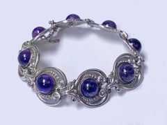 1950's Margot de Taxco Sterling Silver Amethyst Bracelet
