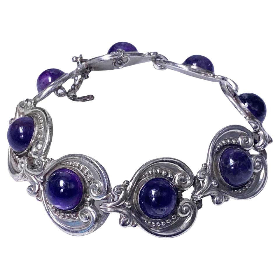 Taxco Sterling Silver and Amethyst Bracelet a la Fred Davis For Sale at ...