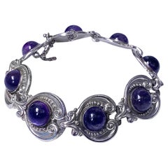 Retro 1950's Margot de Taxco Sterling Silver Amethyst Bracelet