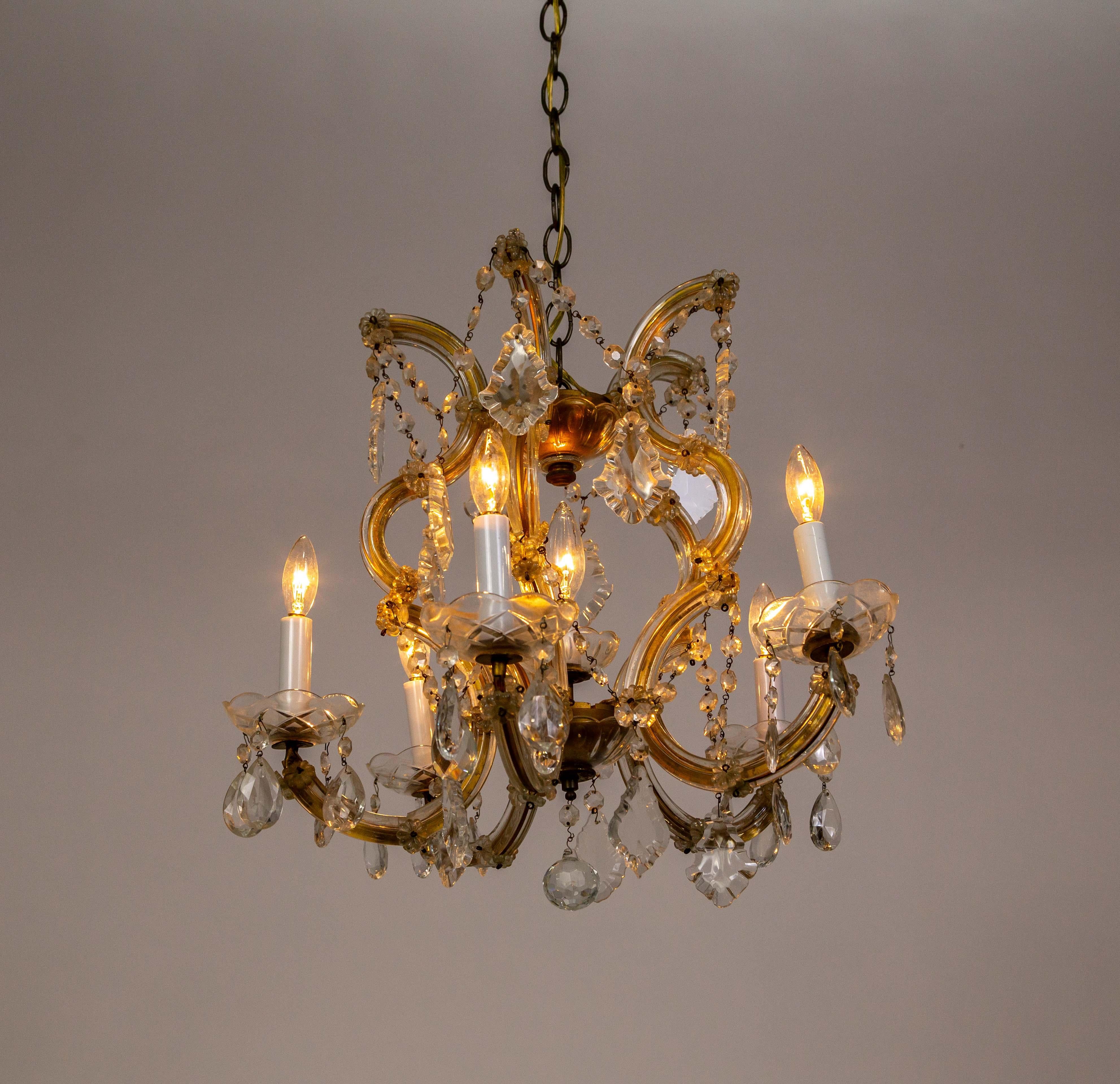 Lustre Maria Theresa à 6 lumières des années 1950 Bon état - En vente à San Francisco, CA