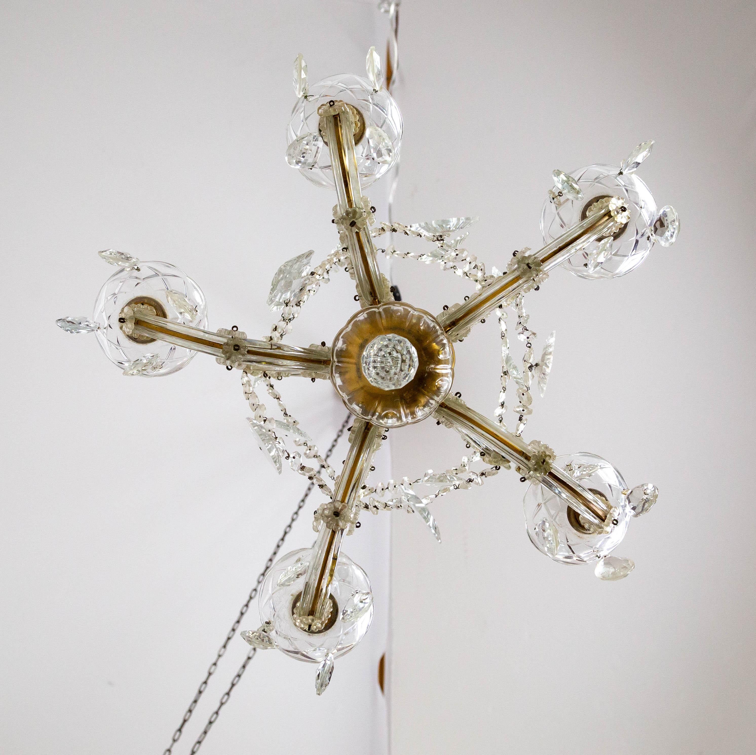 Lustre Maria Theresa à 6 lumières des années 1950 en vente 3