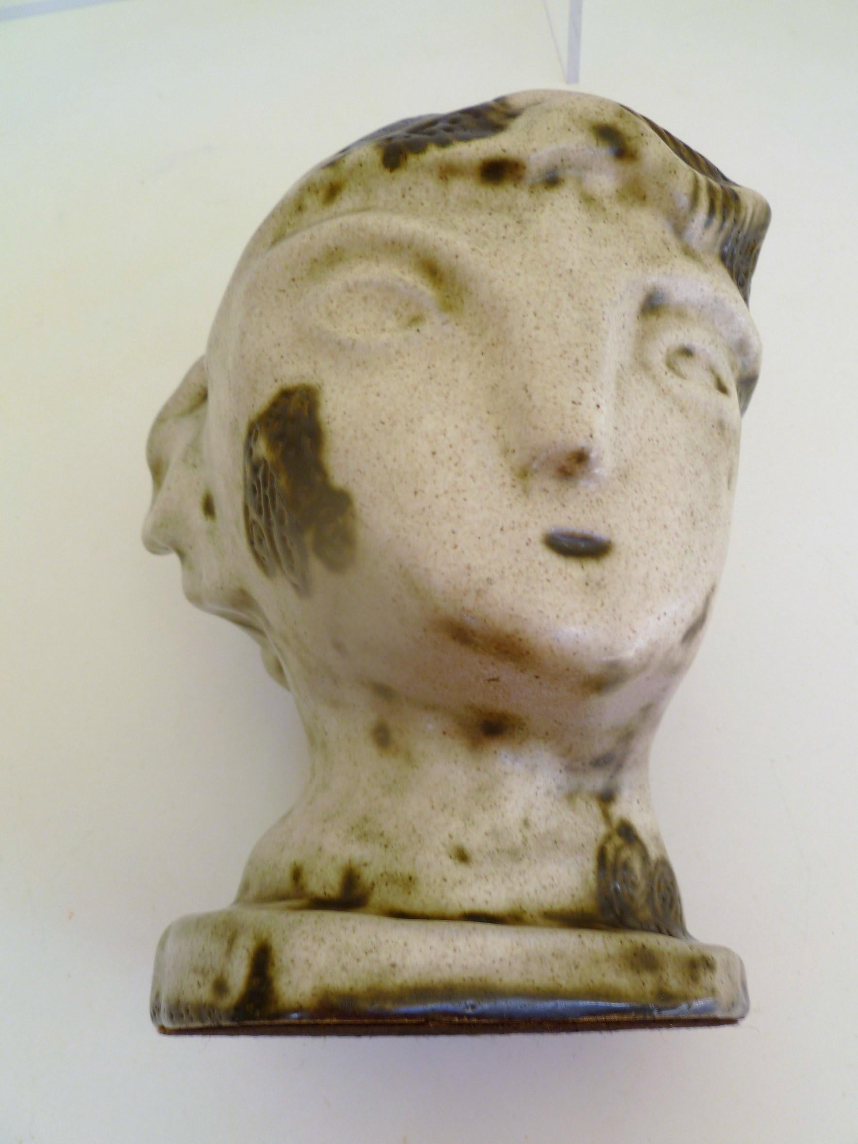 1950s Marianna von Allesch Midcentury Ceramic Pottery Head Sculpture 4