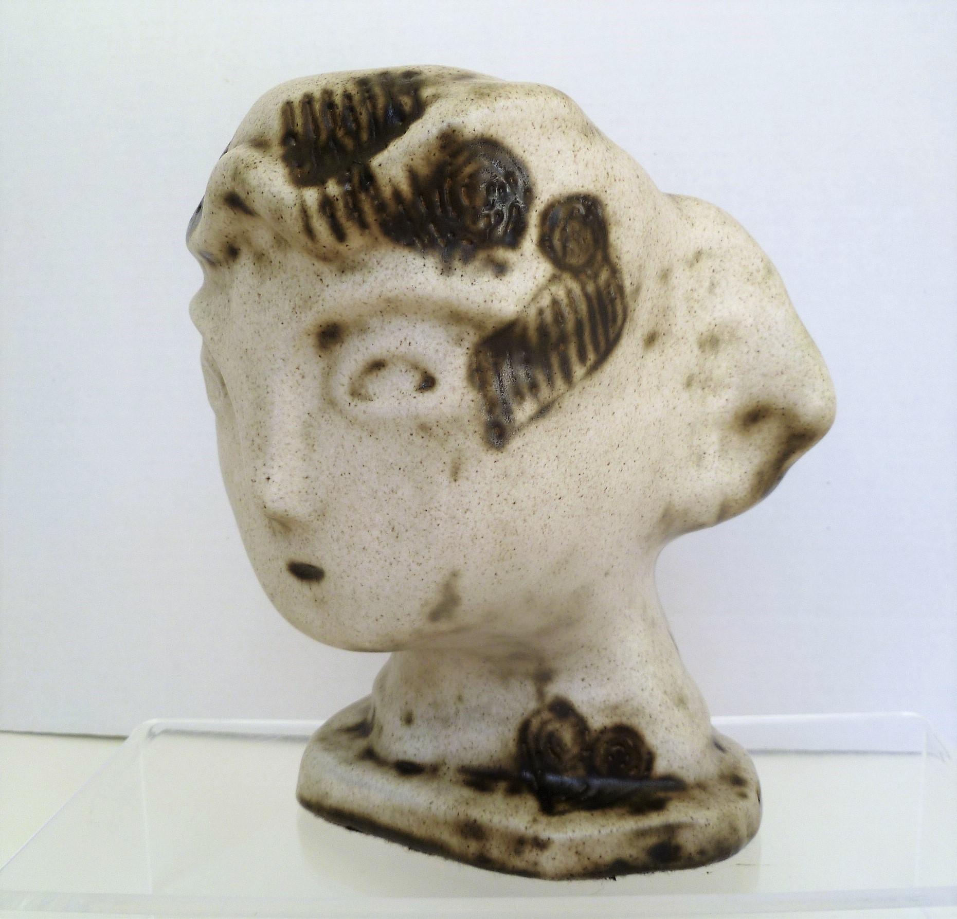 American 1950s Marianna von Allesch Midcentury Ceramic Pottery Head Sculpture