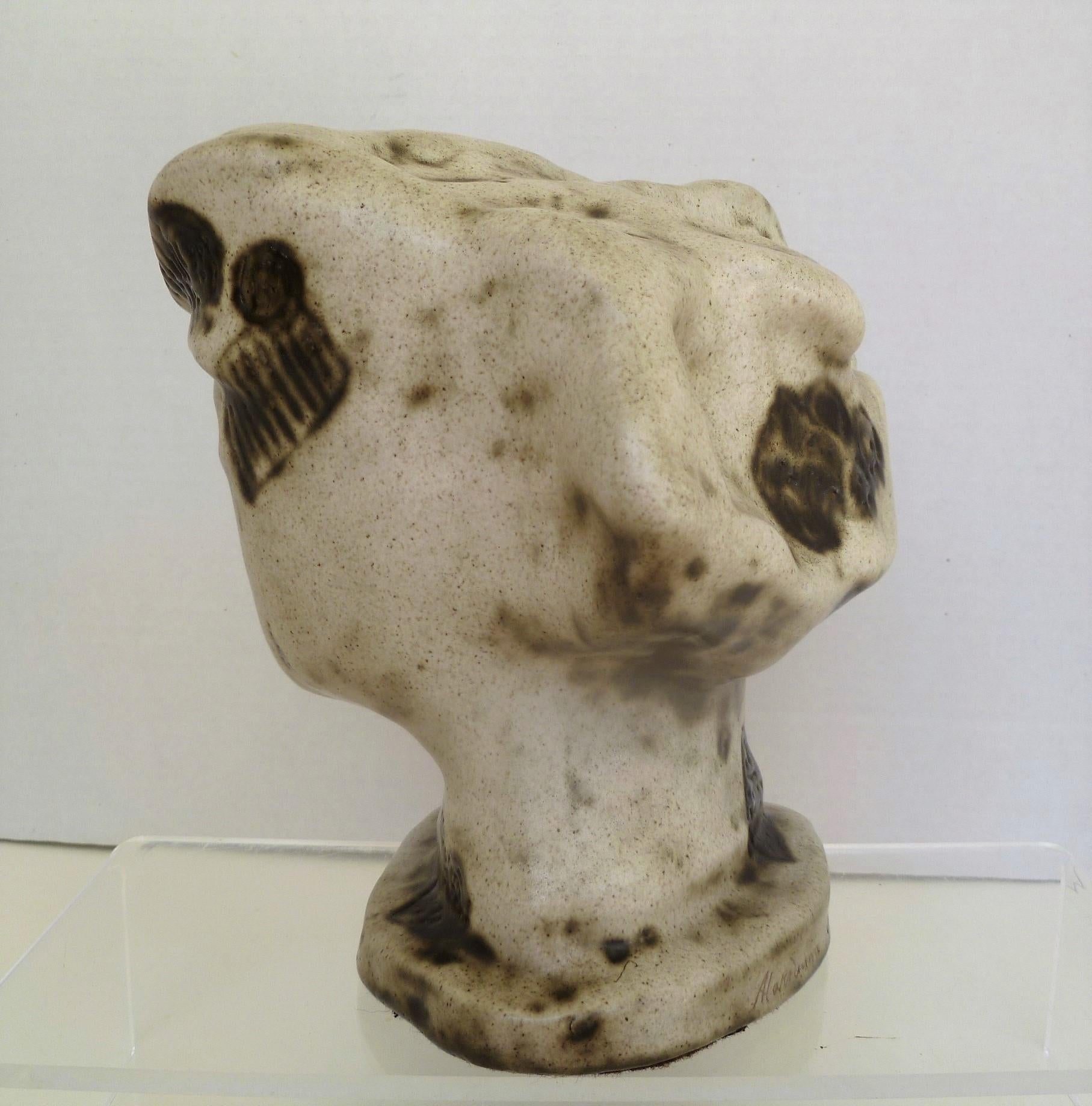 1950s Marianna von Allesch Midcentury Ceramic Pottery Head Sculpture In Good Condition In Miami, FL