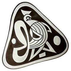 Ciotola triangolare fatta a mano in bianco e nero di Marianne Starck, anni '50