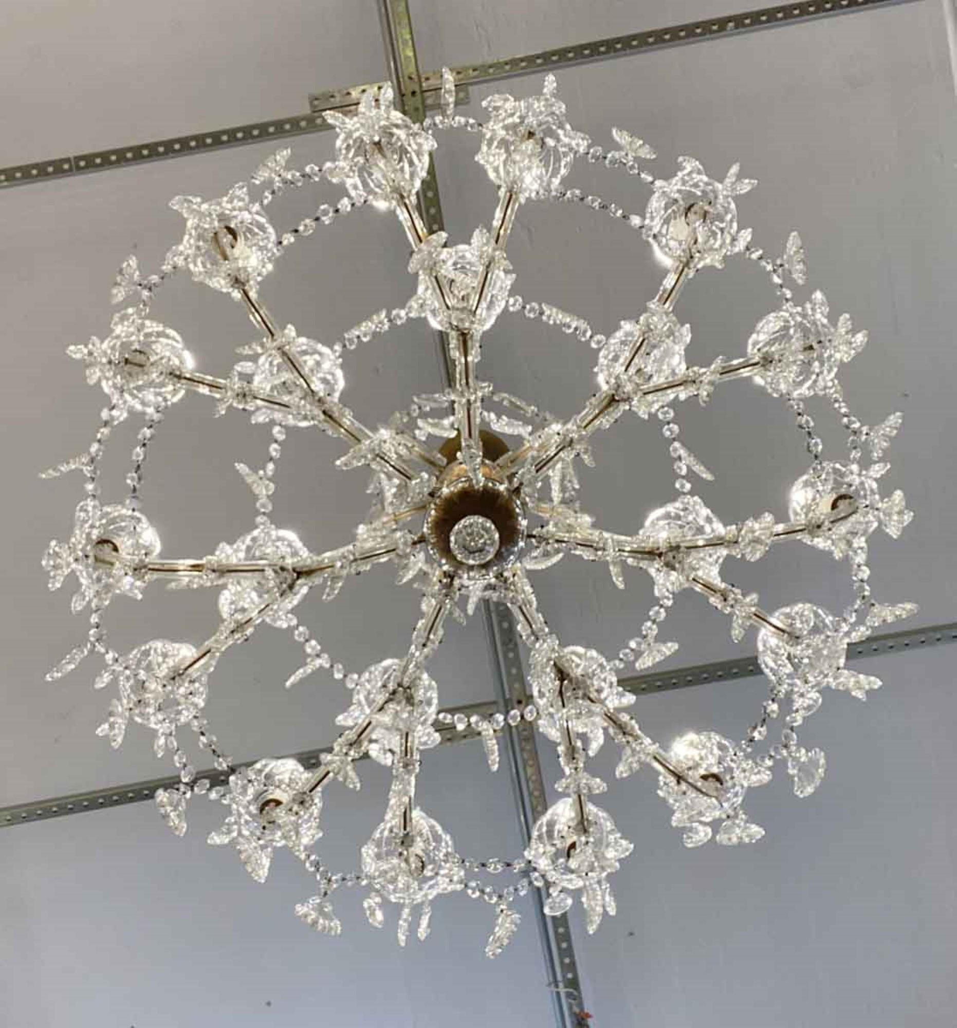 Mid-20th Century 1950s Marie Therese Crystal Chandelier 21 Arms Substantial Size Antique