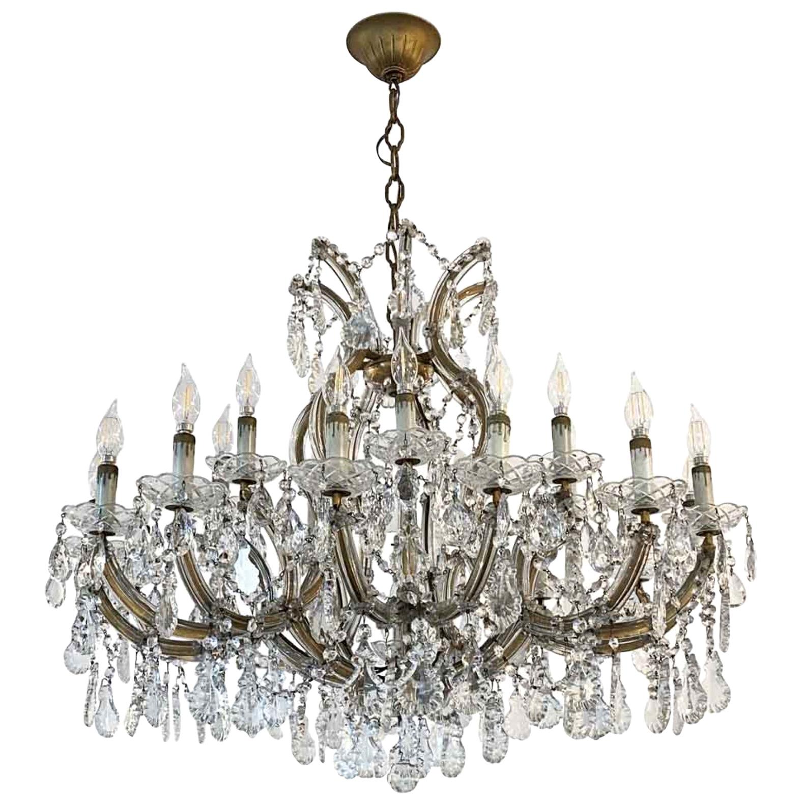 1950s Marie Therese Crystal Chandelier 21 Arms Substantial Size Antique