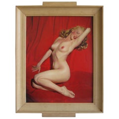 1950s Marilyn Monroe Red Velvet Pin-Up "Golden Dreams" Playboy Bar Serving Tray
