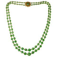 1950s Mario Buccellati Double-Strand Jade Bead Necklace