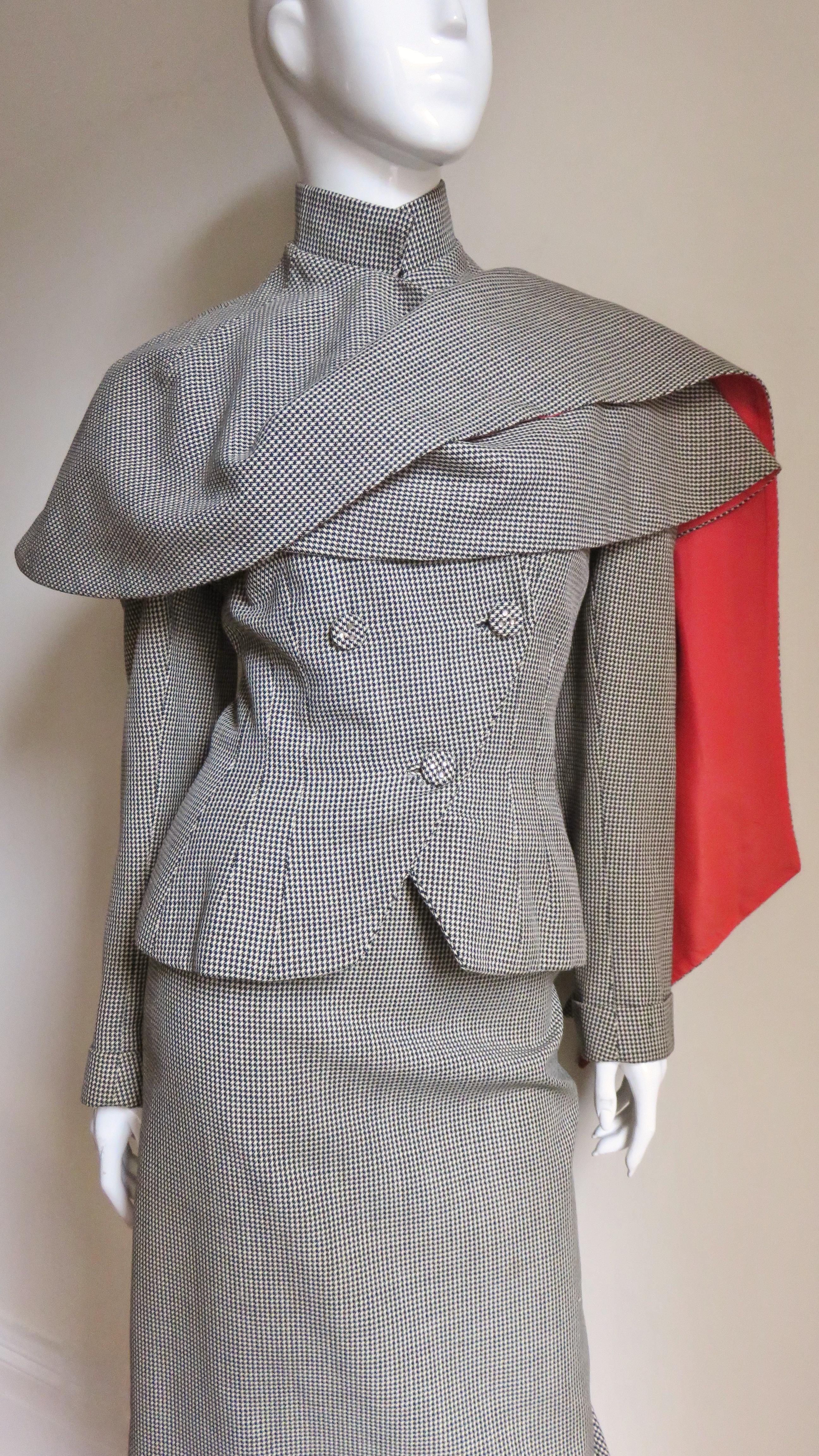 1950s Marion Wolf Skirt Suit with Cape 1