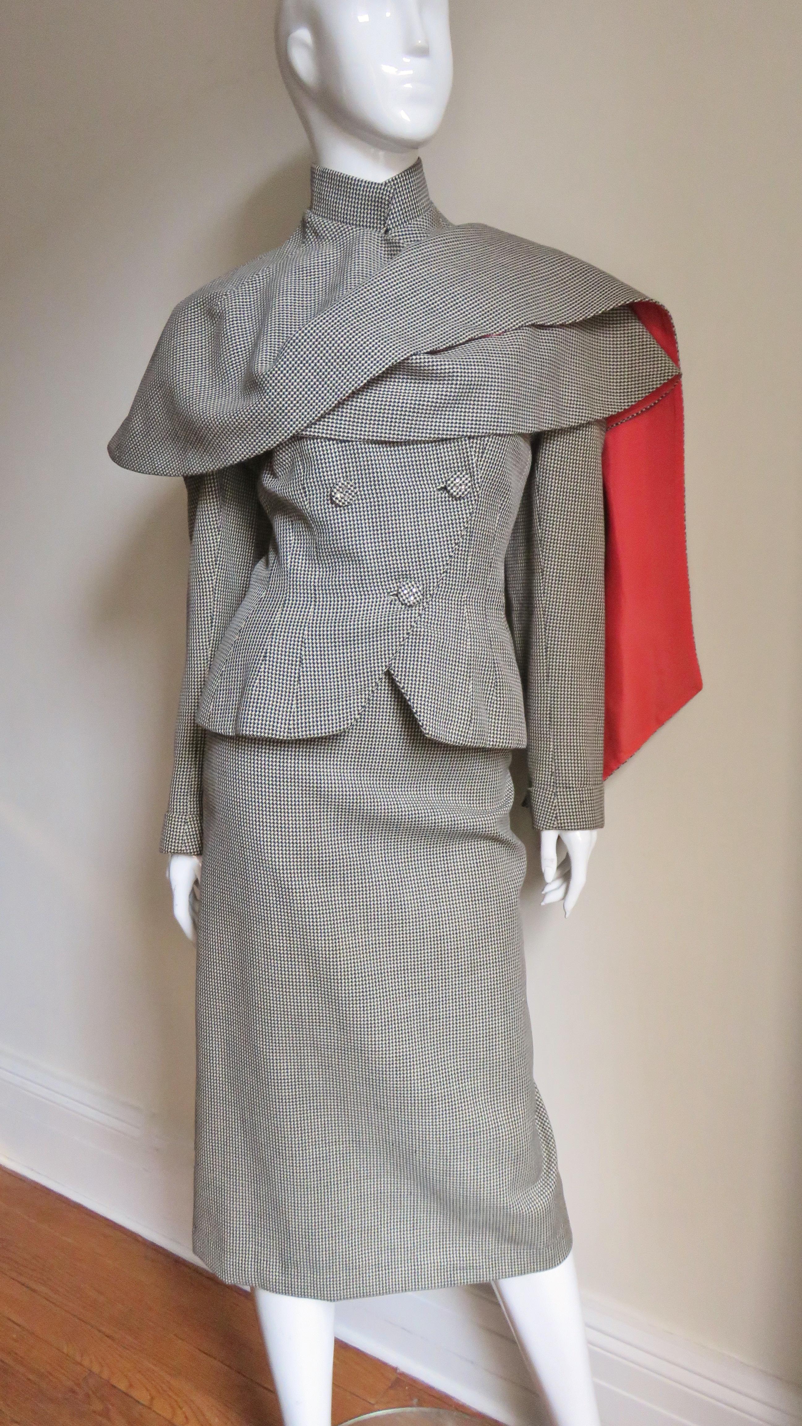 1950s Marion Wolf Skirt Suit with Cape 3