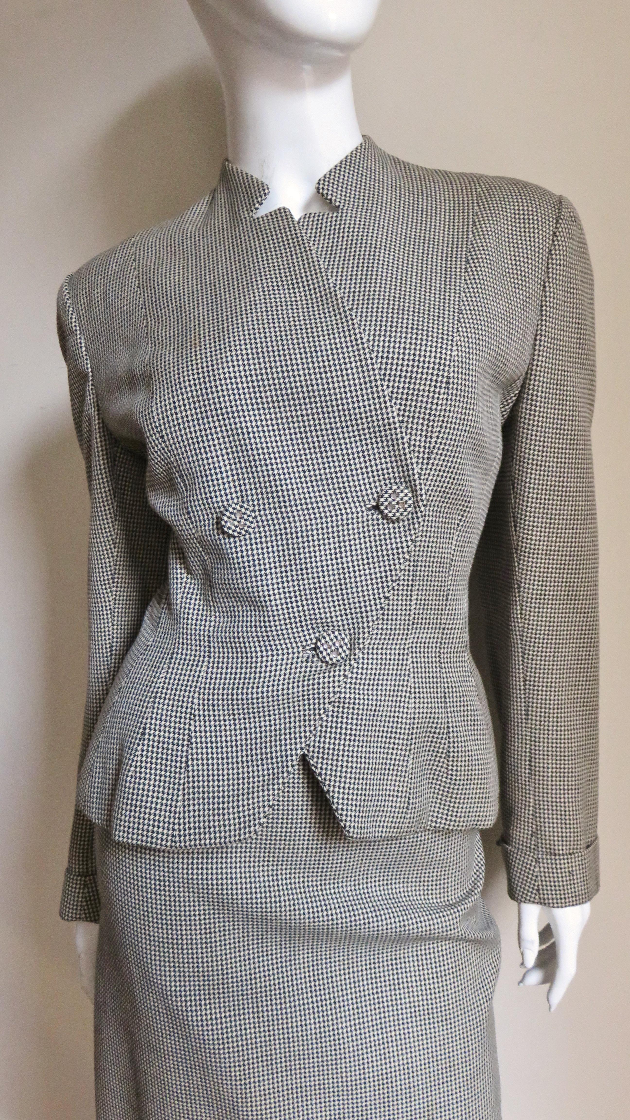 Gray 1950s Marion Wolf Skirt Suit with Cape