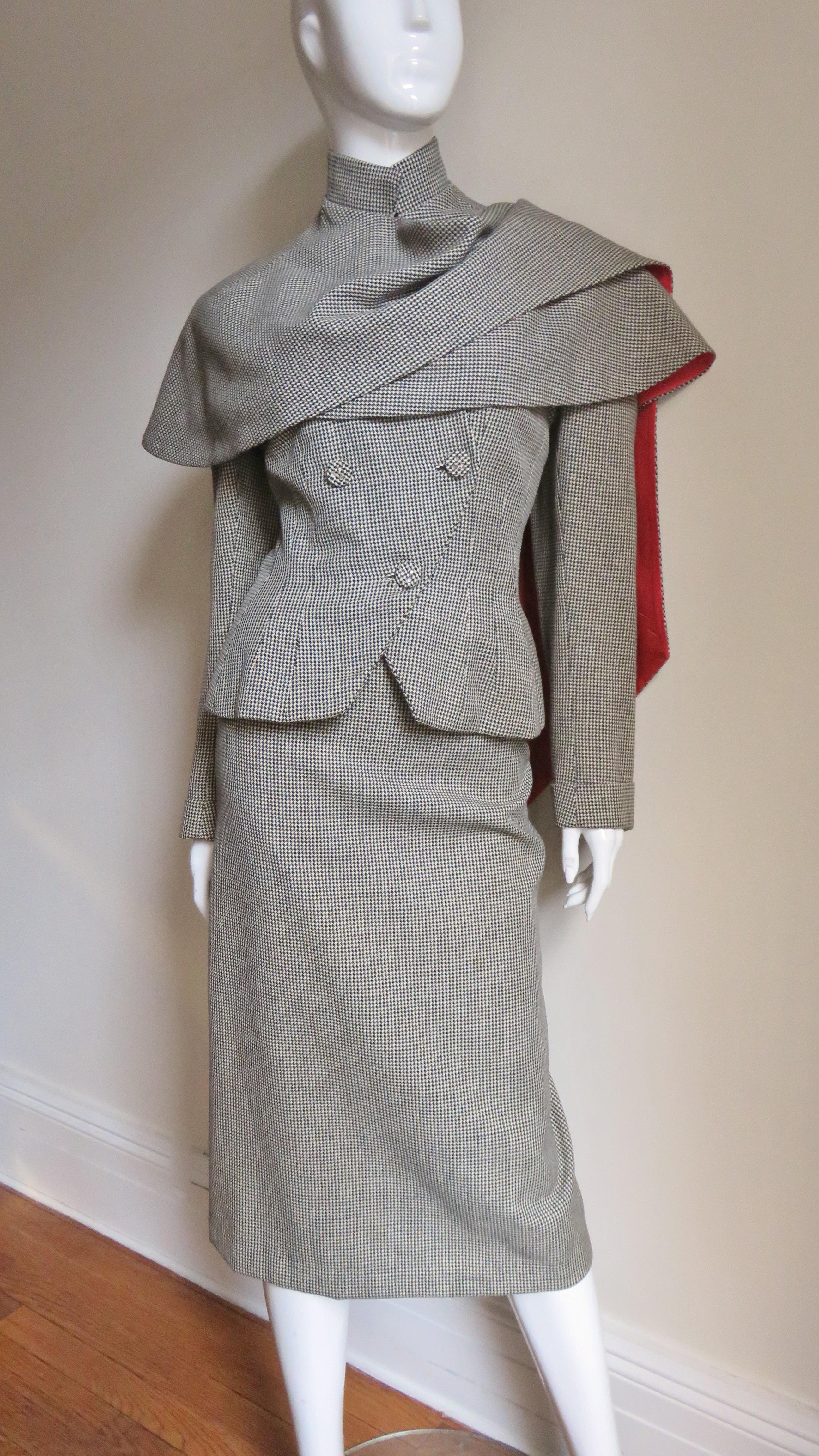 1950s Marion Wolf Skirt Suit with Cape 4