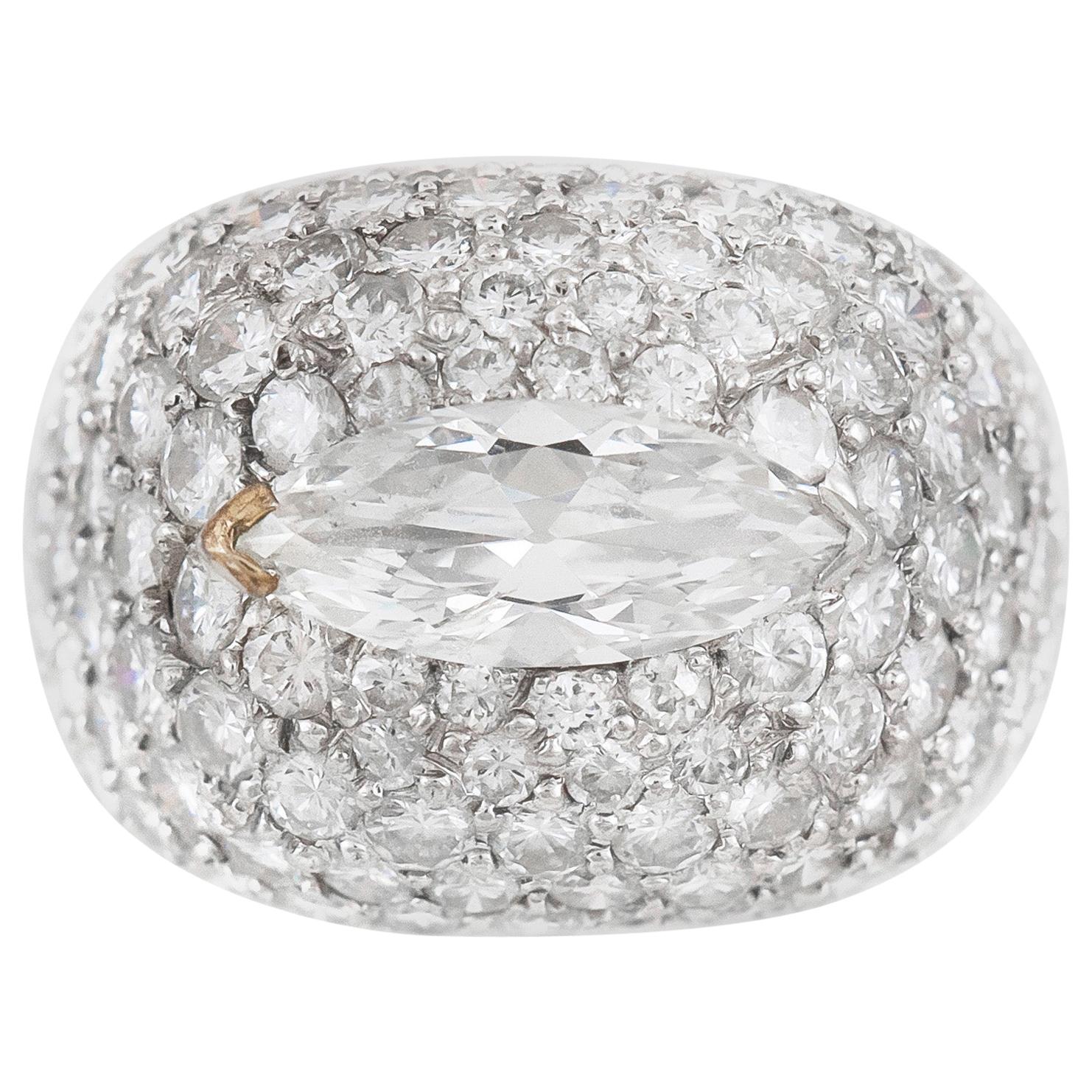 1950s Marquise and Round Diamonds Ring For Sale