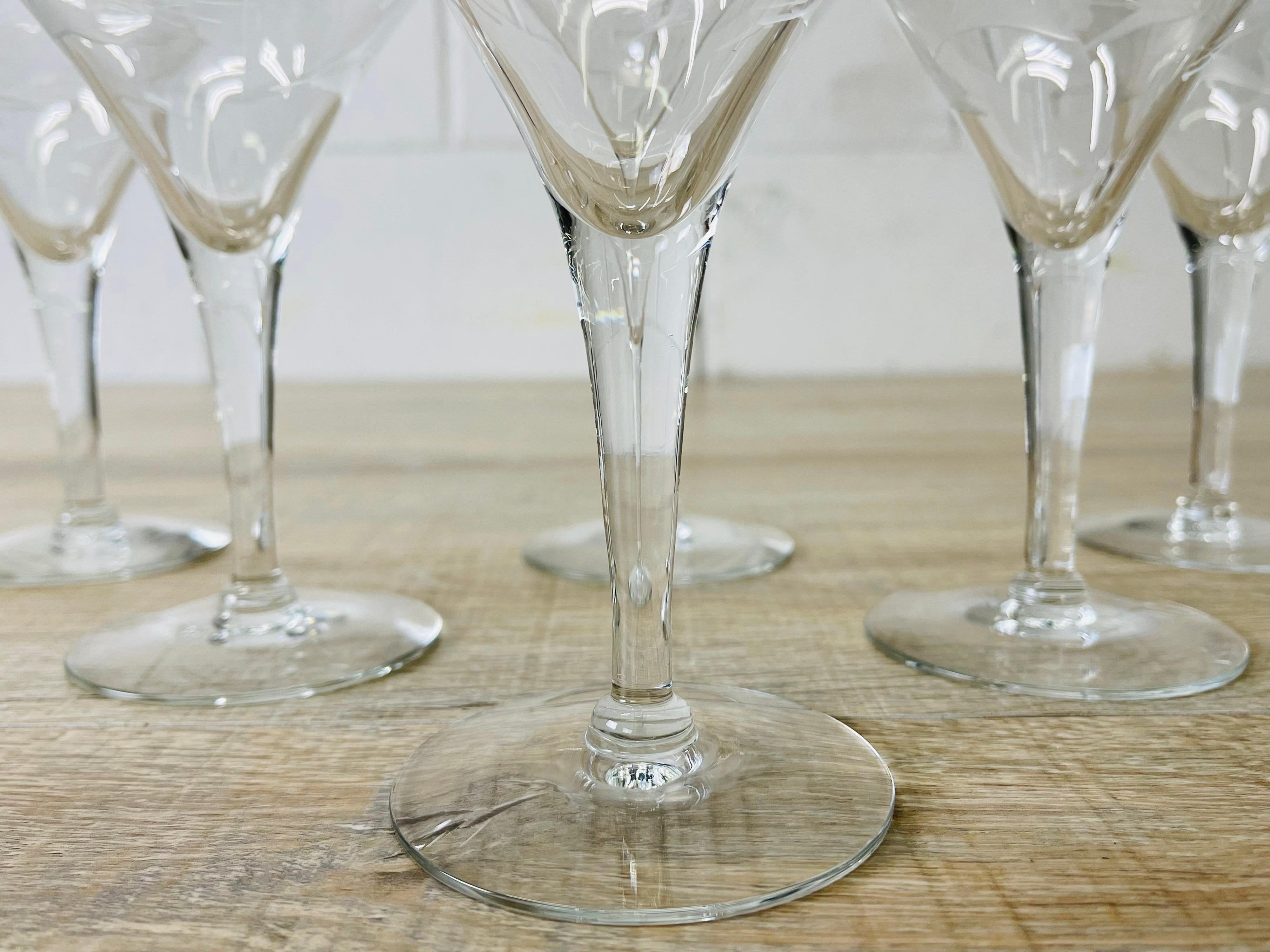 1950s Martini Stems with Grape Design, Set of 6 In Good Condition In Amherst, NH